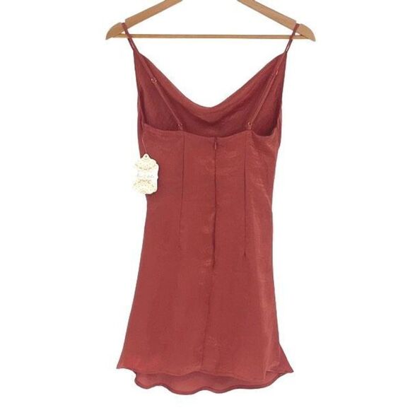 Altar'd State Anniston Cowl Neck Satin Cami Mini‎ Dress Red Salmon XS NWT - Picture 4 of 10